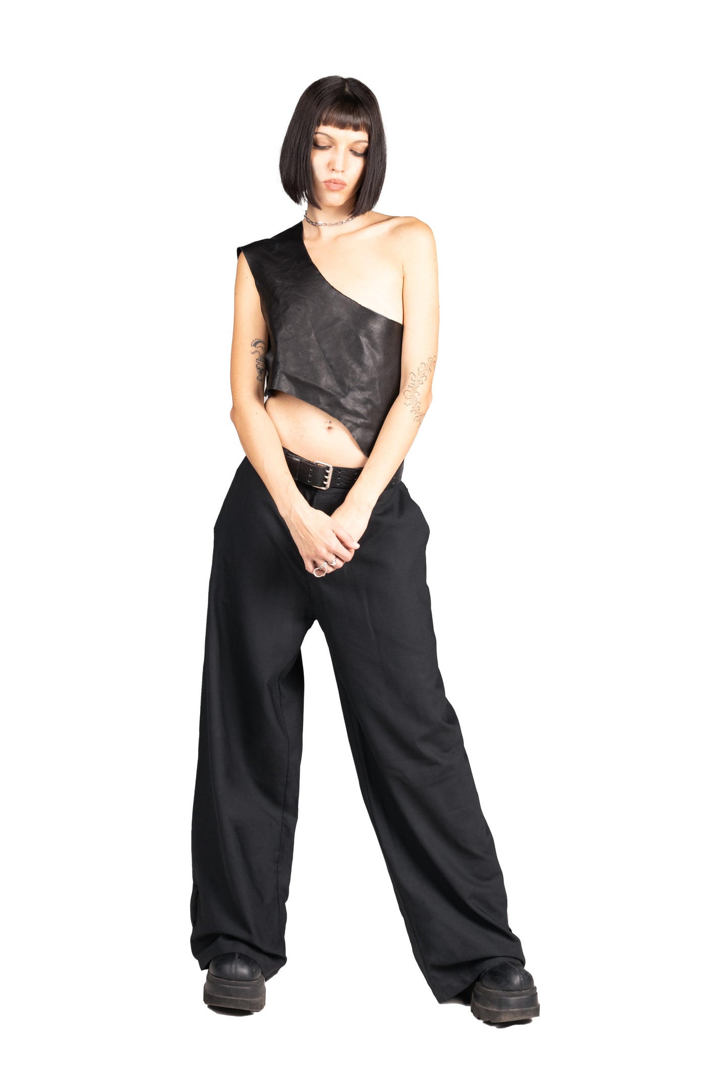 Leather Top 001 one shoulder unisex